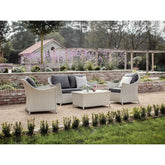 Dove Grey Rattan 2 Seater Sofa with Rectangle Coffee Table & 2 Armchairsgarden